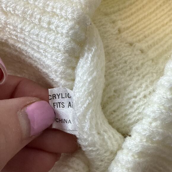 K Mart NWT Winters Dream Knit Women’s OS Beanie Slouch Hat Neutral Cream - Picture 6 of 10